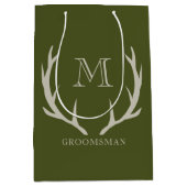 Rustikale Army Green Antler Custom Trauzeugen Gift Mittlere Geschenktüte (Vorderseite)
