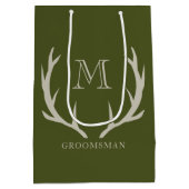 Rustikale Army Green Antler Custom Trauzeugen Gift Mittlere Geschenktüte (Rückseite)