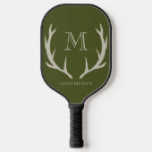 Rustikale Army Green Antler Custom Trauzeugen Gift Pickleball Schläger (Vorderseite)
