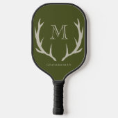 Rustikale Army Green Antler Custom Trauzeugen Gift Pickleball Schläger (Rückseite)