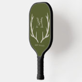 Rustikale Army Green Antler Custom Trauzeugen Gift Pickleball Schläger (Links)