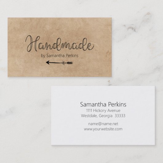 Rustikale Arrow Handmade Visitenkarte (Vorne/Hinten)