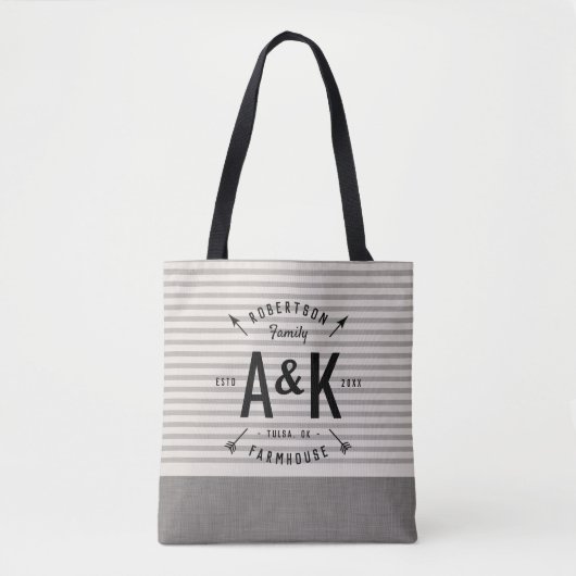 Rustikale Arrow-Monogramm-Totbeutel Tasche (Vorderseite)