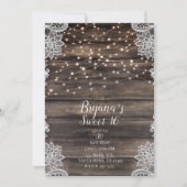 Rustikale Asche Brown Wood Lights Sweet 16 Party Einladung (Vorderseite)