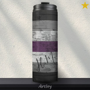 Rustikale asexuelle Flagge Bezeichnung für Holzkör Thermosbecher