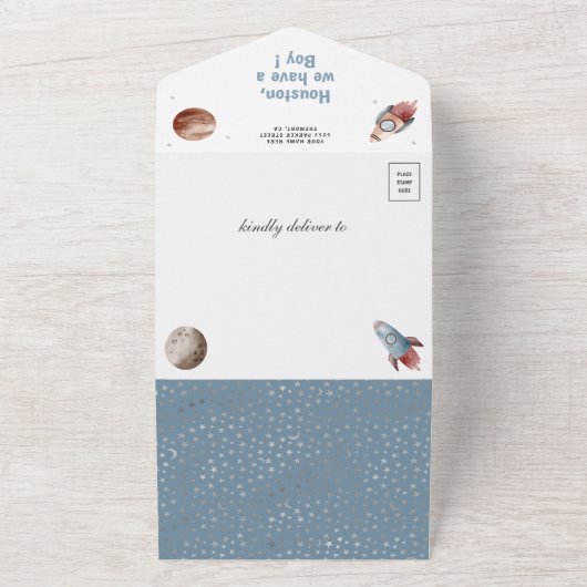 Rustikale Außenraumdusche Niedlich Planets Rocket  All In One Einladung (Außenbereich)