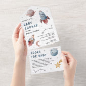 Rustikale Außenraumdusche Niedlich Planets Rocket All In One Einladung (Abreißen)