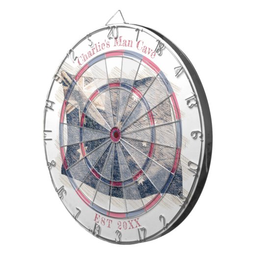 Rustikale australische Flagge Individuelle Name Es Dartscheibe (Vorderseite rechts)