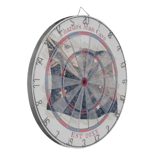 Rustikale australische Flagge Individuelle Name Es Dartscheibe (Vorderseite Links)