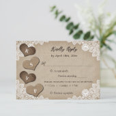 Rustikale Auswahl aus Holz-Burlap Lace Wedding RSV RSVP Karte (Stehend Vorderseite)