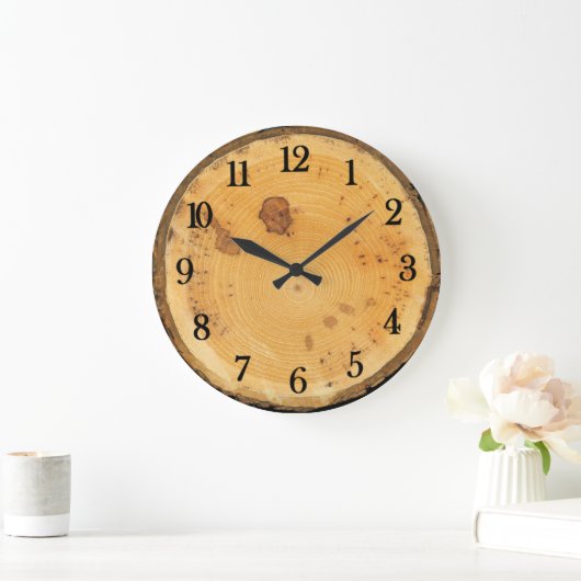Rustikale, authentische Rundholzscheibe Große Wanduhr (Zuhause)