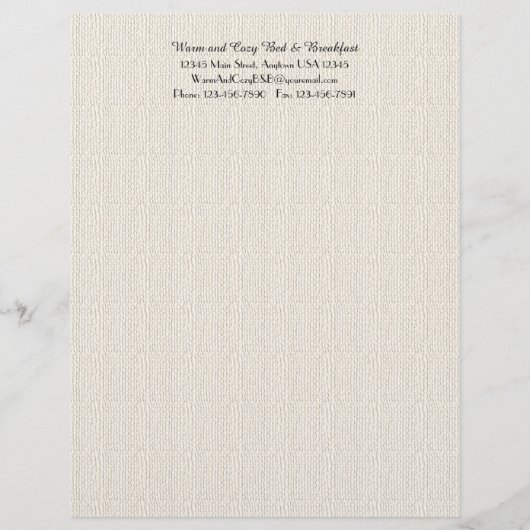 Rustikale B&B-Gästebuchseite von Weiß Briefbogen (Vorderseite)