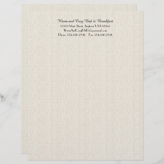 Rustikale B&B-Gästebuchseite von Weiß Briefbogen (Vorne/Hinten)