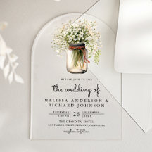 Rustikale Baby-Atem-Mason-Glas-Hochzeit