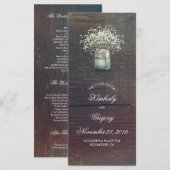 Rustikale Baby-Atem-Mason-Glas-Hochzeitsprogramme Programm (Vorne/Hinten)