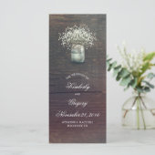 Rustikale Baby-Atem-Mason-Glas-Hochzeitsprogramme Programm (Stehend Vorderseite)