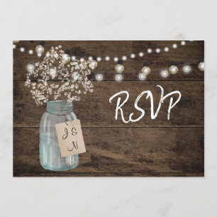 Rustikale Baby-Atem-Mason-Jar-Lichter Hochzeitskar Einladung