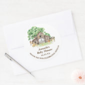 Rustikale Baby-Dusche für Landtiere Runder Aufkleber (Umschlag)