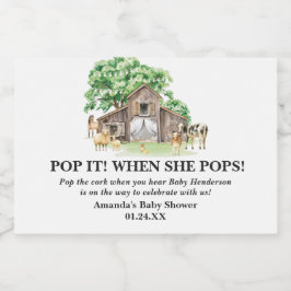 Rustikale Baby-Dusche für Landtiere Schaumweinetikett