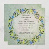 Rustikale Baby-Dusche in Gelb und Blauer Flora Einladung (Vorne/Hinten)