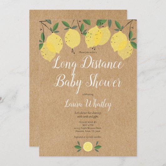 Rustikale Baby-Dusche in großer Entfernung von Mai Einladung (Vorne/Hinten)