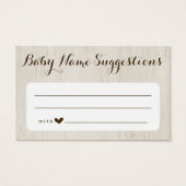 Rustikale Baby Name Suggestions Card for Baby Show (Vorderseite)