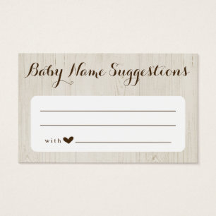 Rustikale Baby Name Suggestions Card for Baby Show