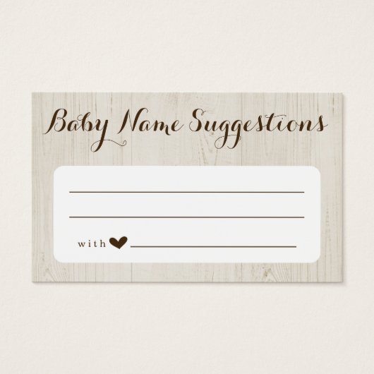 Rustikale Baby Name Suggestions Card for Baby Show (Vorderseite)