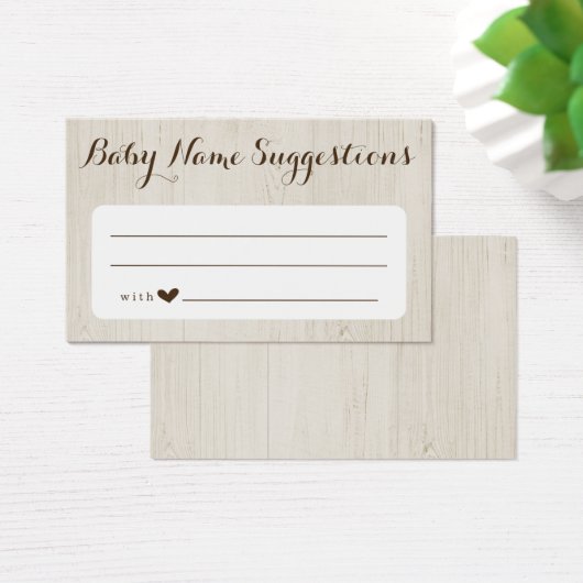 Rustikale Baby Name Suggestions Card for Baby Show (Schreibtisch)