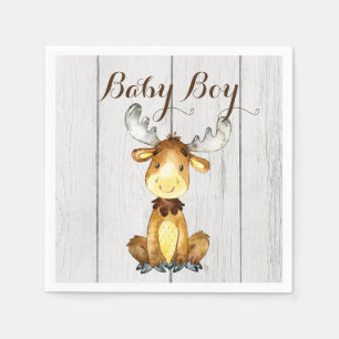 Rustikale Baby-Party für kleine Elche Serviette
