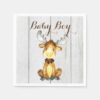 Rustikale Baby-Party für kleine Elche Serviette