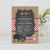 Rustikale Baby Q Dusche Einladung (Stehend Vorderseite)