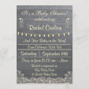 Rustikale Baby Shower Einladung mit Mason-Glas