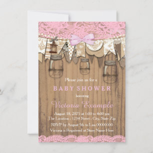 Rustikale Baby Shower Einladung mit Spitzen Mason