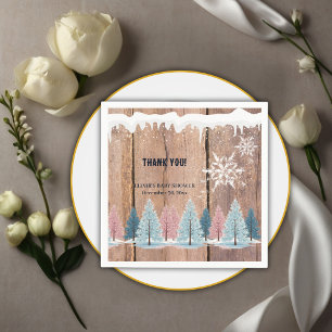 Rustikale Baby Shower mit Kiefern im Winterwald Serviette