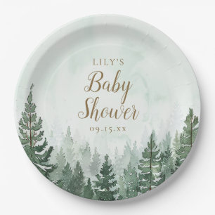 Rustikale Baby Shower mit Wald aus Kiefern Pappteller