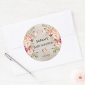 Rustikale Babyaufkleber mit Flora Runder Aufkleber (Umschlag)