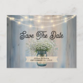 Rustikale Babybrille & String Lights Save the Date Postkarte (Vorderseite)