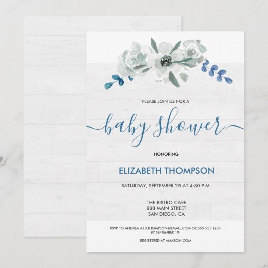 Rustikale Babydusche Custom Aquarell Blumenholz (Vorne/Hinten)