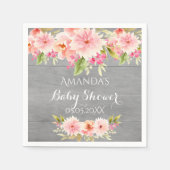 Rustikale Babydusche Dahlia Blume grau Serviette (Vorderseite)