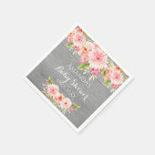 Rustikale Babydusche Dahlia Blume grau Serviette (Ecke)