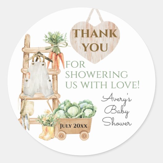Rustikale Babydusche dank Bauernhof Runder Aufkleber (Vorderseite)