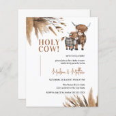 Rustikale Babydusche der Jungkühe Einladung (Vorne/Hinten)