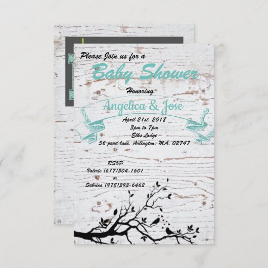 Rustikale Babydusche Einladung (Vorne/Hinten)