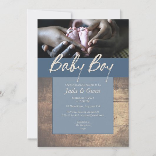 Rustikale Babydusche Einladung (Vorderseite)