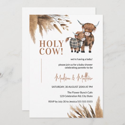 Rustikale Babydusche Einladung (Vorne/Hinten)