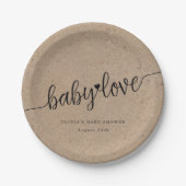 Rustikale Babydusche, Kraft Baby Liebe Custom Pappteller (Vorderseite)