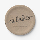 Rustikale Babydusche, Kraft Oh Babies - Twins Cust Pappteller (Vorderseite)