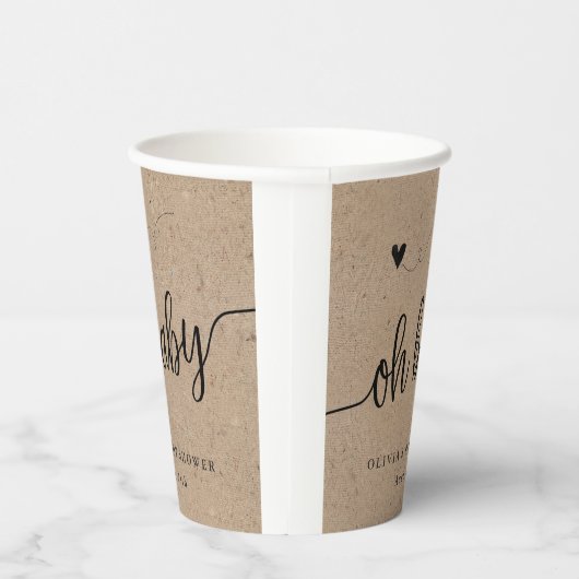 Rustikale Babydusche, Kraft Oh Baby Custom Pappbecher (Rechts)