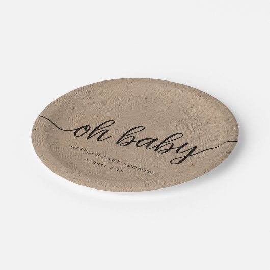 Rustikale Babydusche, Kraft Oh, Baby Custom Pappteller (Schrägansicht)